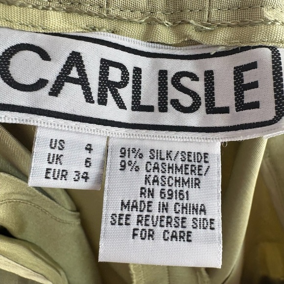 🌺CARLISLE Green Silk High Waisted Trousers Size 4 -- VINTAGE SWEETNESS!!!🌺 - Picture 4 of 5